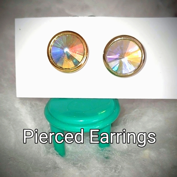 Rivoli Stone Bezel Set Stud Earrings - Picture 3 of 13